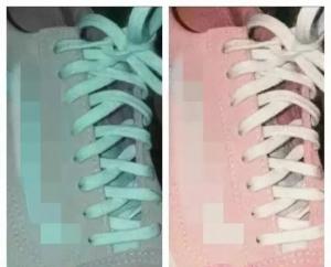 pink and white shoe real color